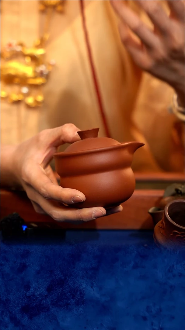 紫砂宜兴紫砂 朱泥 福禄手抓