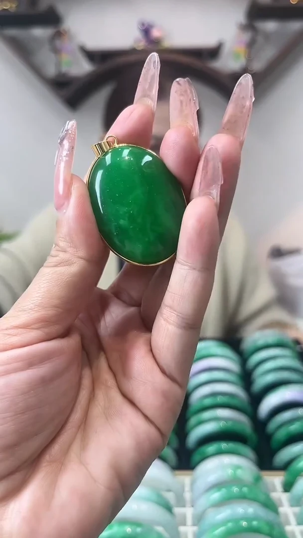 【闪购商品】翡翠颈饰未镶嵌闪37 大蛋面吊坠