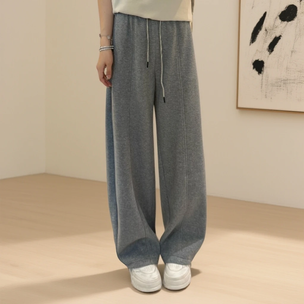 宿慕SUMU两穿加绒弯刀卫裤2025冬季新款韩版时尚休闲裤长裤子306