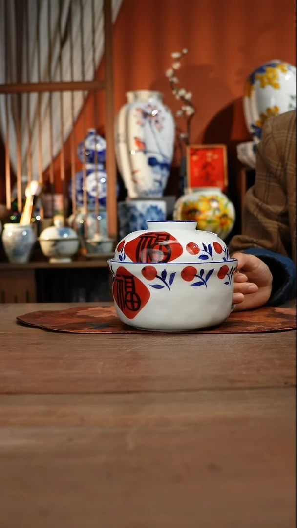 当代高温釉下彩手绘陶瓷餐具