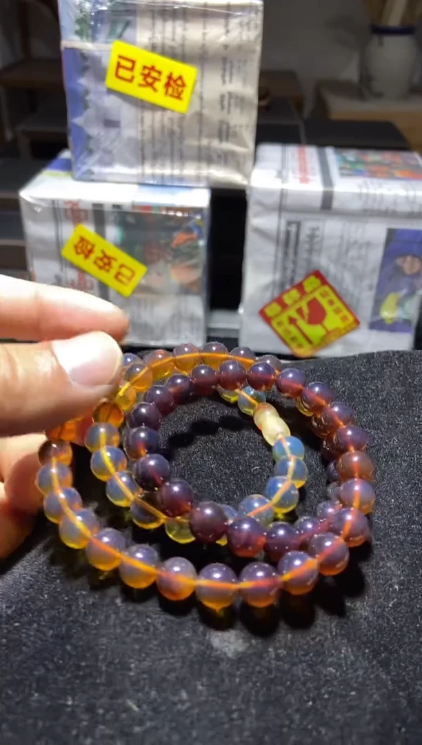 琥珀颈饰未镶嵌89+彩虹渐变妈妈链项链