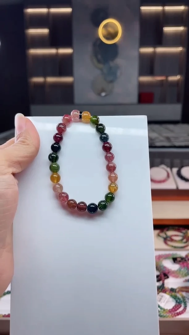 未镶嵌老矿碧玺单圈手串7mm+碧玺（多样性发一条）Q