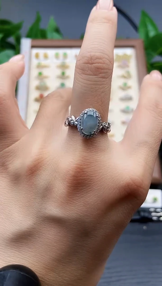 银S925镶嵌戒指翡翠12