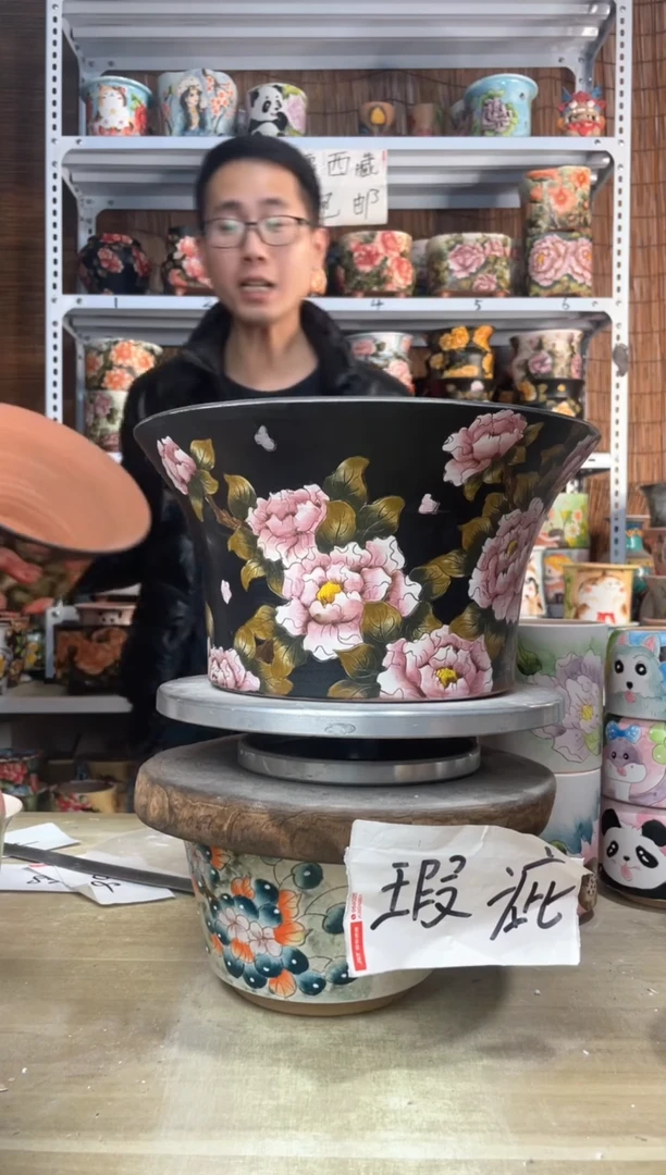 【闪购商品】摆件362陶花岛多肉陶瓷花盆罐——微瑕