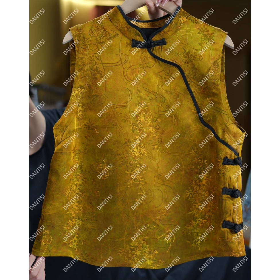 锦瑟《非遗美学》1581复古中式盘扣斜襟国风无袖马甲