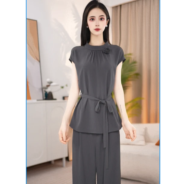 夏季新款时尚气质薄款宽松女士休闲二件套25B067