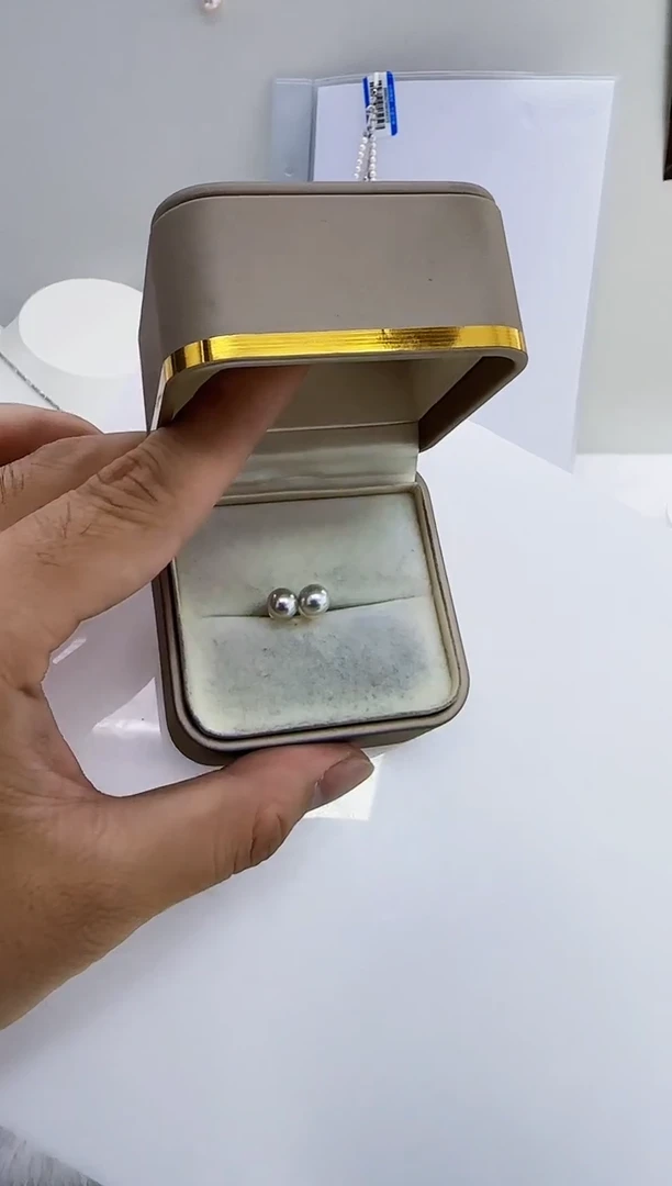 18K金镶嵌海水珍珠DA珍珠耳饰6-7  c801