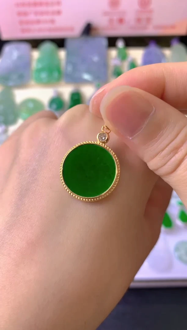 吊坠(不含链)银S925镶嵌翡翠嫩*吊坠