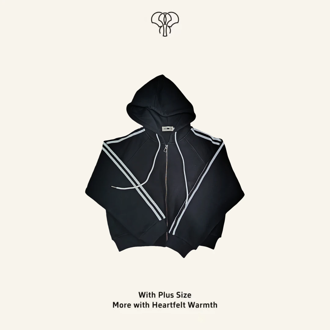 时尚女装黑色连帽秋季运动修身型薄款长袖卫衣D519