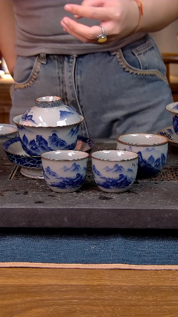 B*B简装家用款4件套 老陶泥开片纹陶瓷茶具