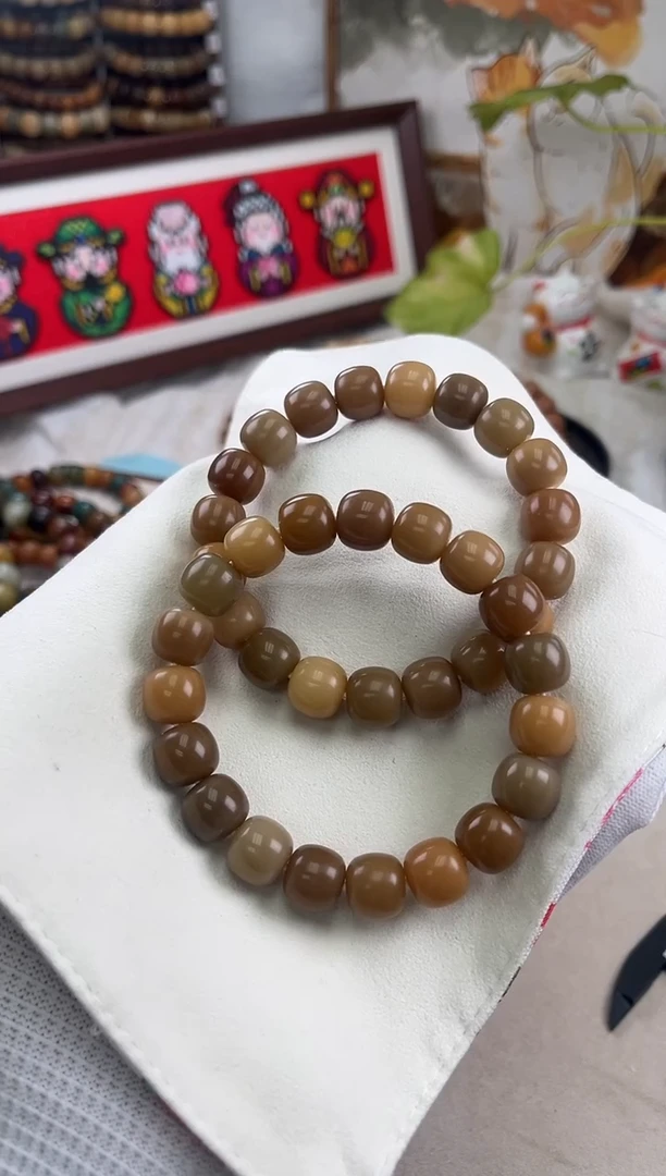 手串菩提根/象牙果a754 卡13 干磨奶咖老料