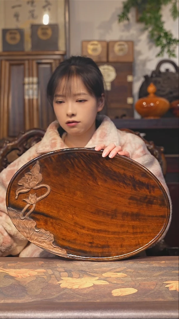 金丝楠小叶桢楠【78】纯手工 整板精雕 大漆干料茶盘