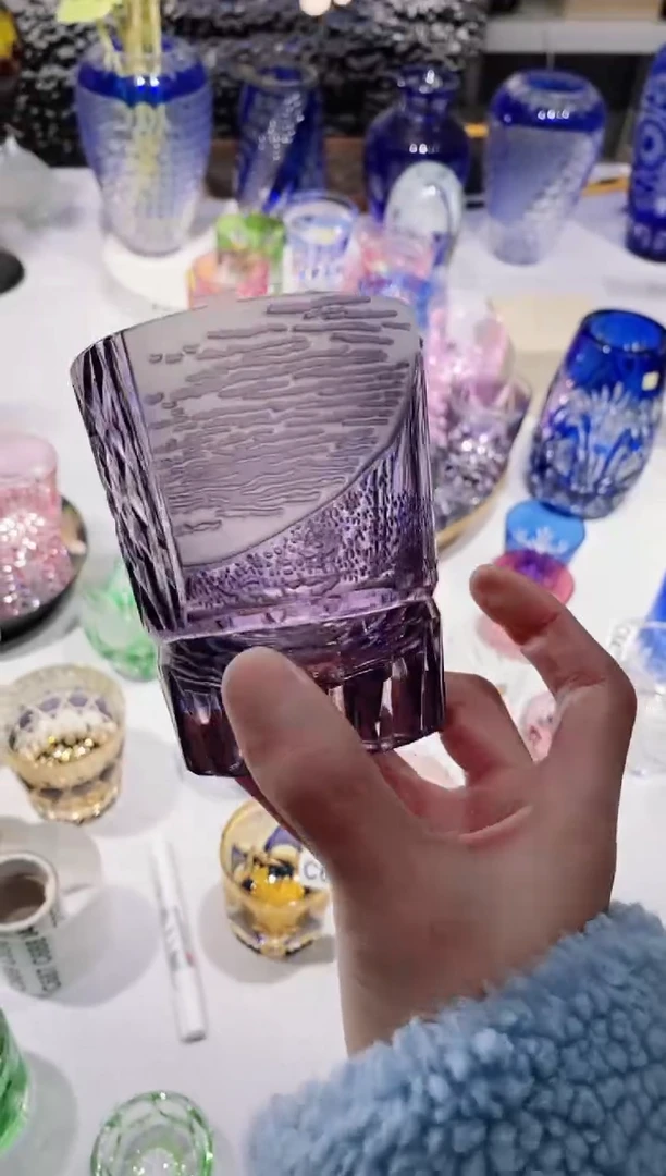 【闪购商品】水晶玻璃无手柄款紫色富士山浅的