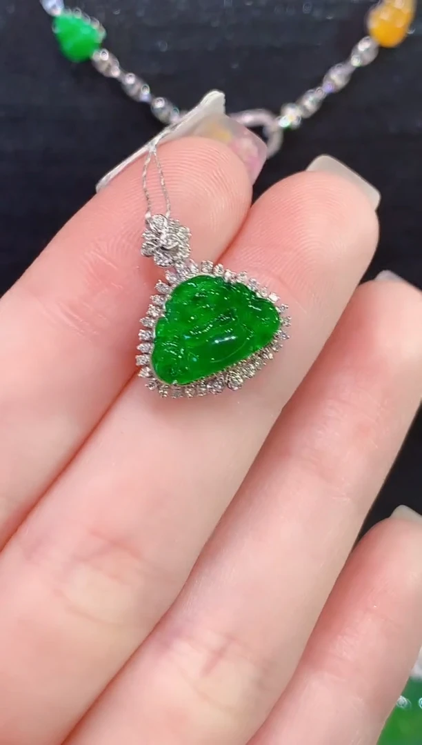 吊坠(不含链)18K金镶嵌翡翠博**辰L0404多样性发其一