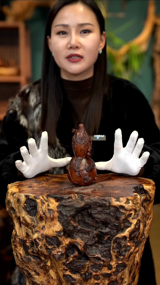 木雷击枣木精雕葫芦