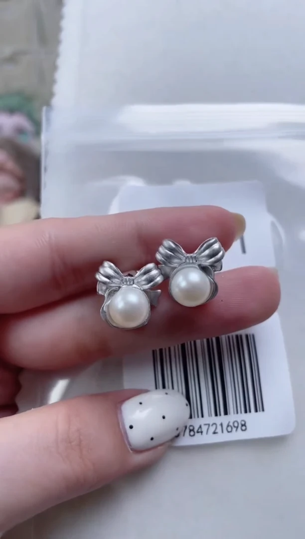 银S925镶嵌淡水珍珠耳饰T741