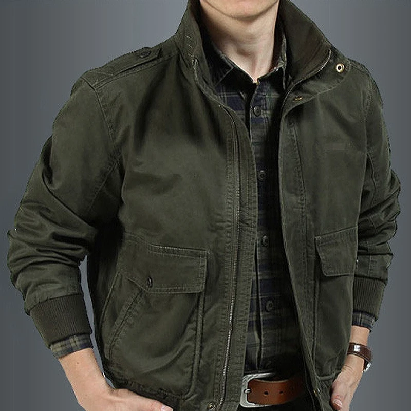 2025韩版飞行员卡克耐磨牛仔秋冬加绒纯棉布中青年夹克男中老年人