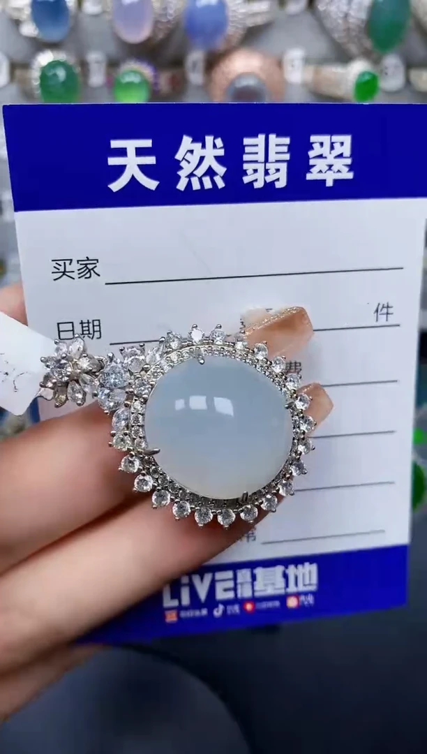 翡翠银S925镶嵌颈饰424