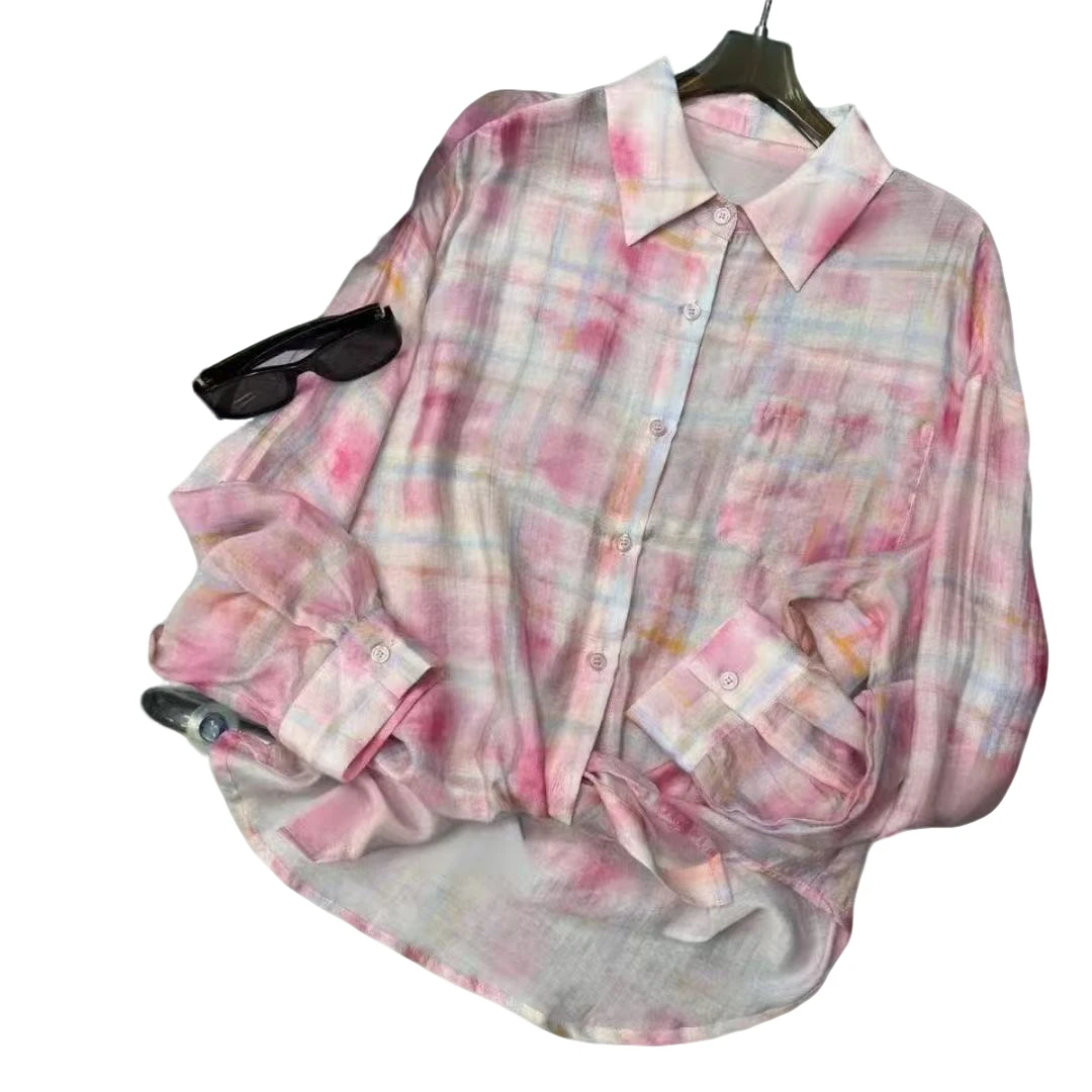 6100【蝶谷】春夏2025新款休闲时尚韩版减龄单排扣宽松长袖衬衣女