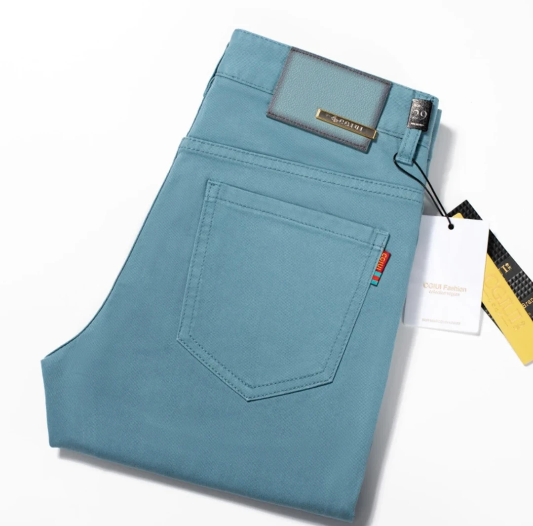 CGIUI秋冬新款烟雨蓝修身弹力男士裤子牛仔裤轻奢天丝莱赛尔男裤