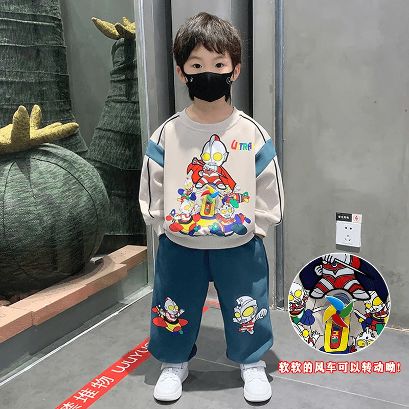 巴拉巴拉云朵儿童休闲裤韩式洋气百搭奥特曼童装男童套装2025新款