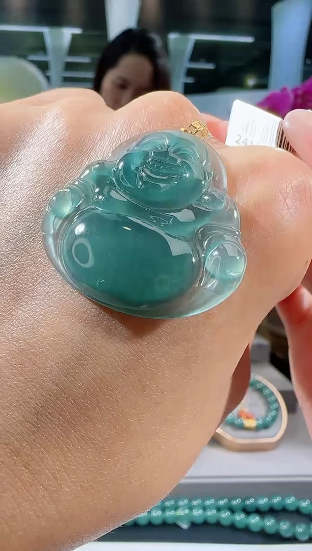 【闪购商品】翡翠吊坠(不含链)18K金镶嵌佛公多样性发一