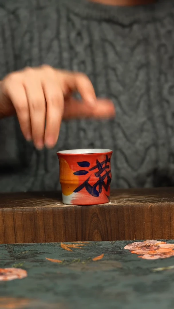 杯釉下彩手工手绘同款陶器