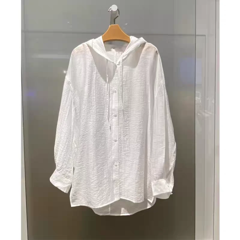 1570商场同款2025夏季新款宽松连帽薄款防晒衬衫上衣女