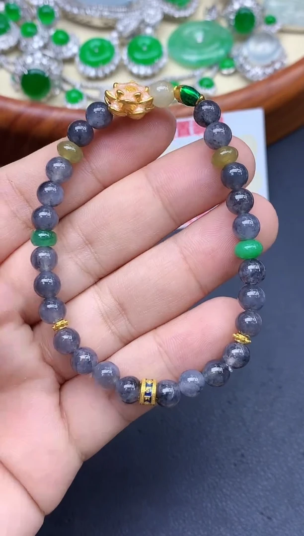 足金镶嵌手链翡翠323-中国好珍宝