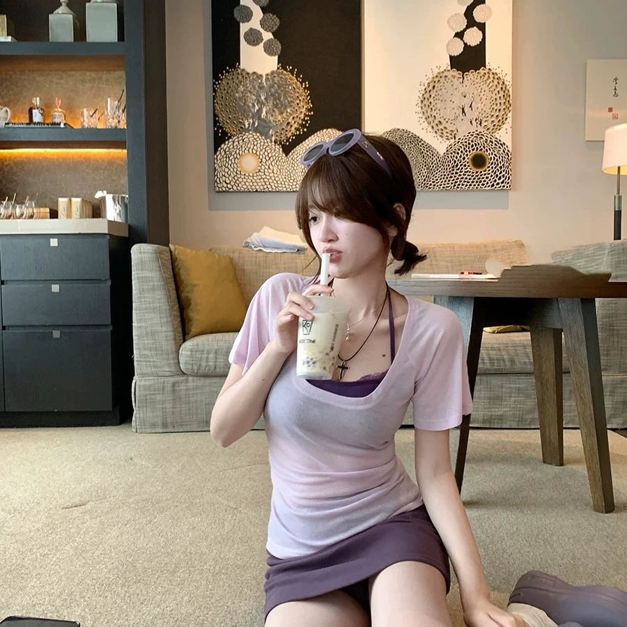 小众夏季辣妹短款裙子显瘦时尚套装包臀性感