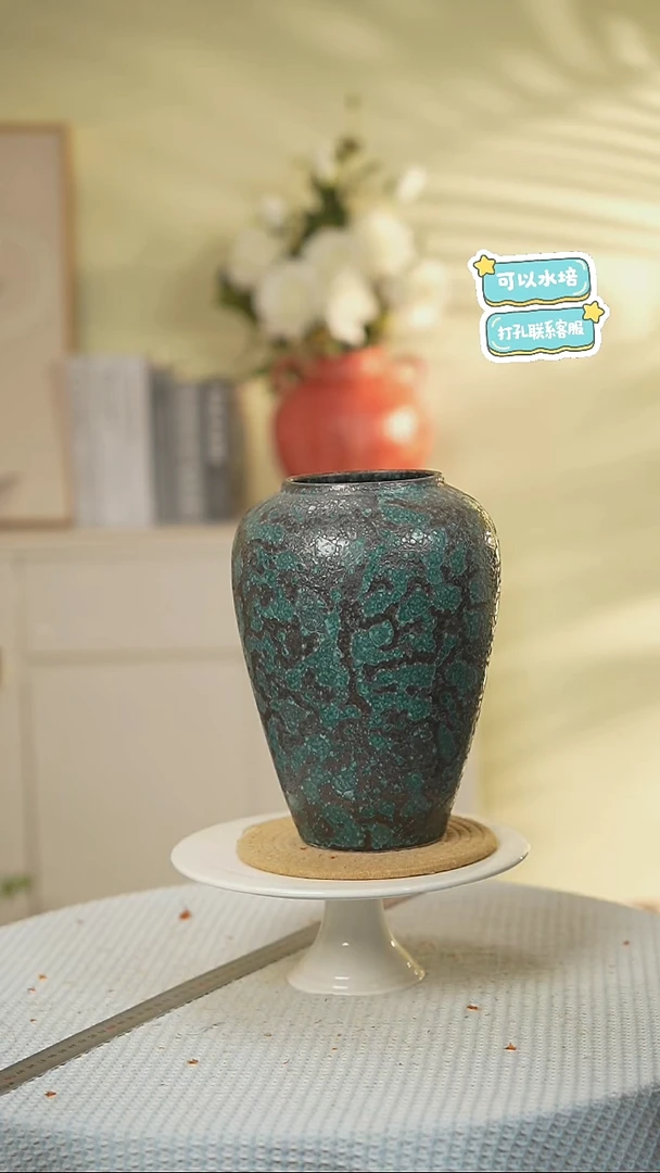 中款峰窝绿景德镇高端陶瓷花瓶家居水培插花瓶