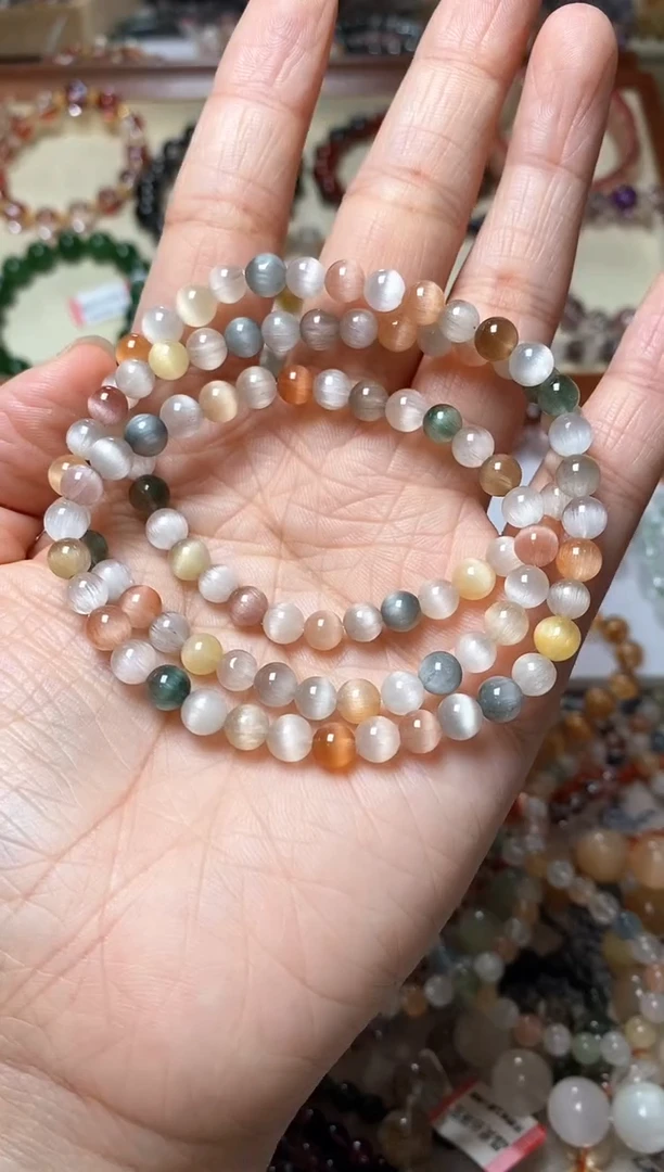 未镶嵌手链水晶猫眼彩兔毛5.6