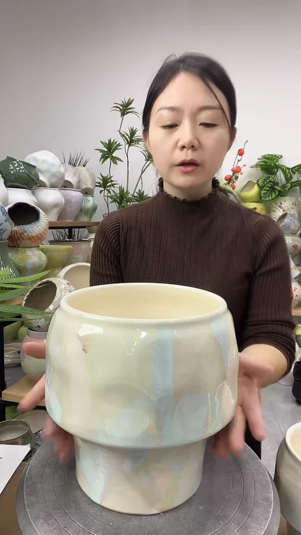 9.4陶瓷花盆直播链接高度       口径17