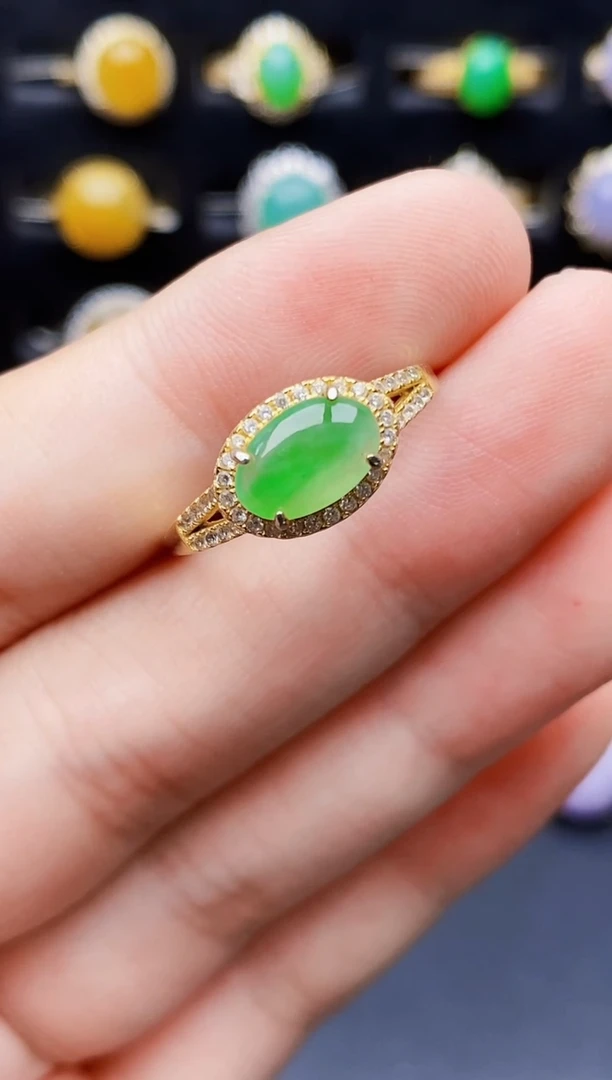 银S925镶嵌戒指翡翠4181