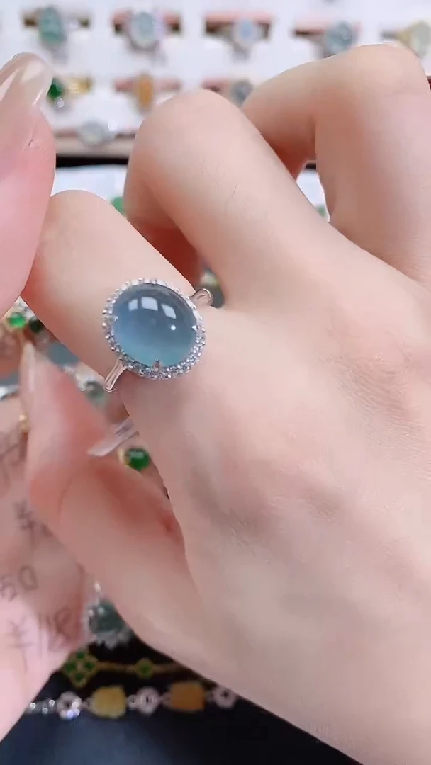 银S925镶嵌戒指翡翠天然翡翠