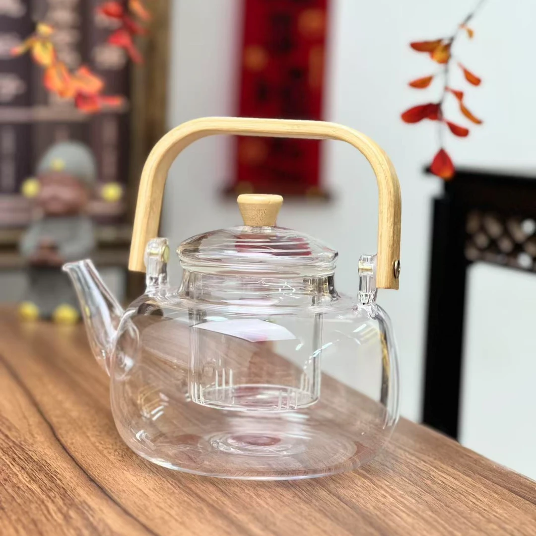 加厚耐热玻璃大容量煮泡一体提梁壶可明火家用纯手工