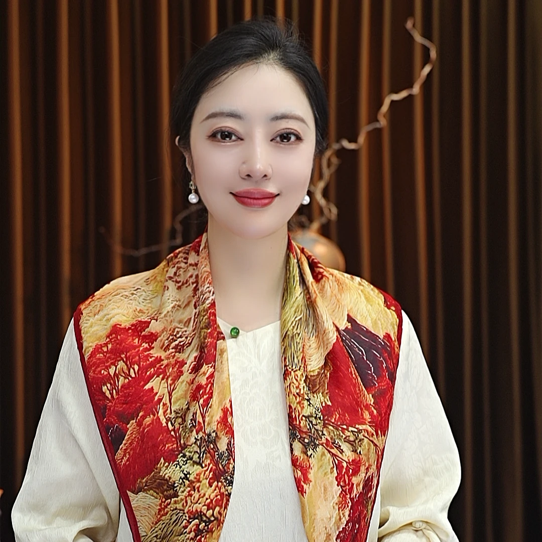 【香山】70*70浣溪沙女士丝巾围巾百搭双面定位花国风气质夏季