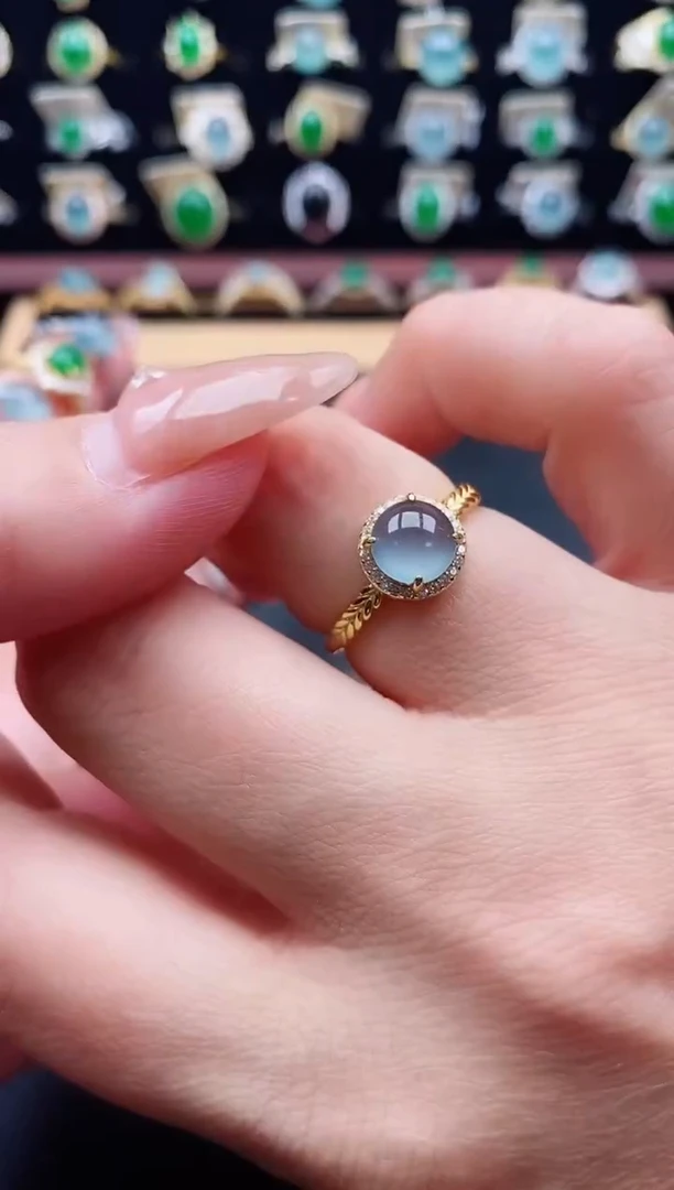 银S925镶嵌戒指翡翠1