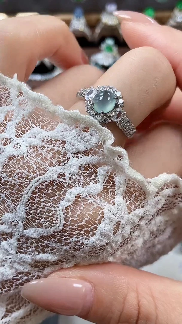 银S925镶嵌戒指翡翠3217