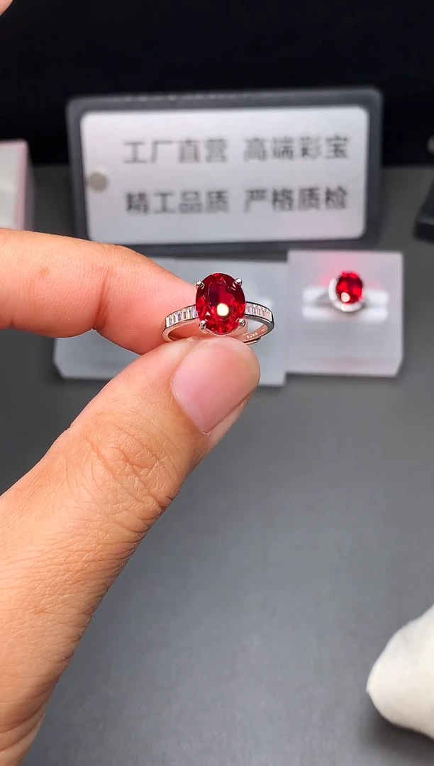 银S925镶嵌戒指红宝石11