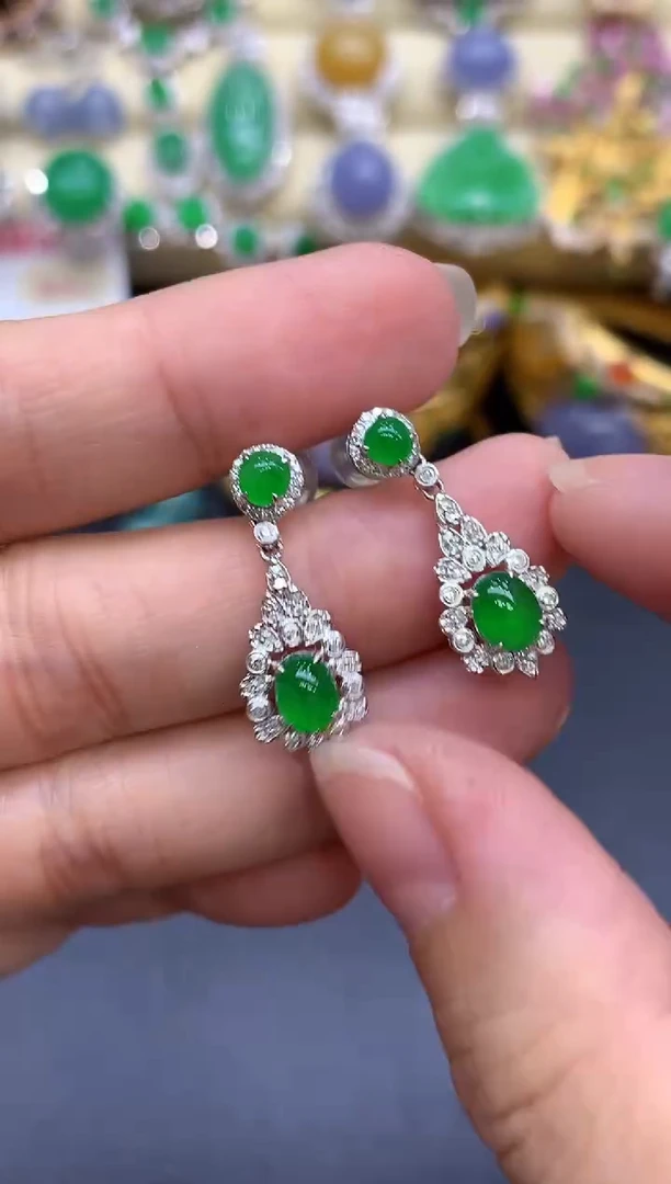 18K金镶嵌翡翠耳饰273-中国好珍宝