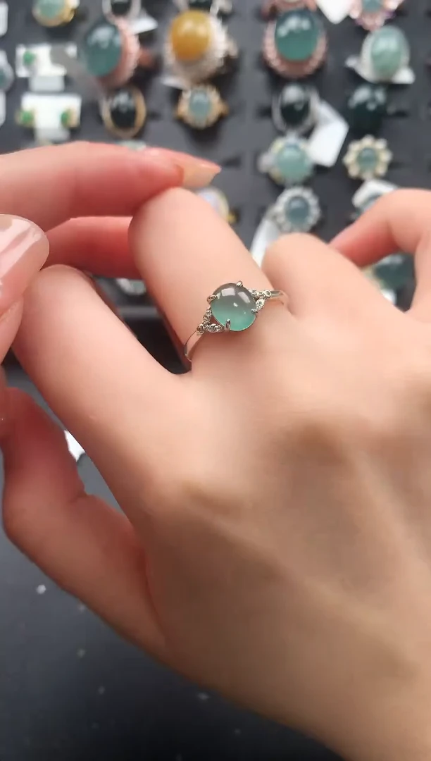 【闪购商品】翡翠戒指银S925镶嵌5124