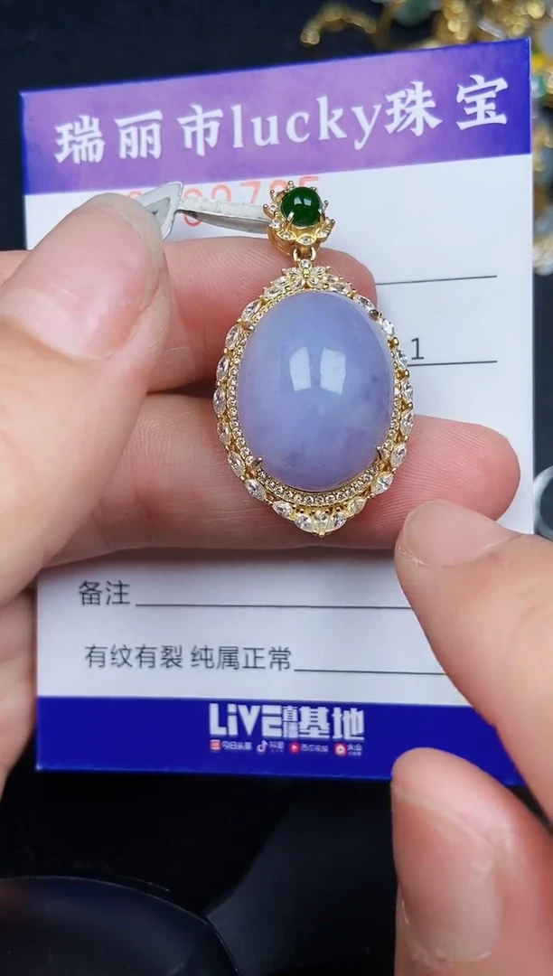 翡翠银S925镶嵌颈饰9785