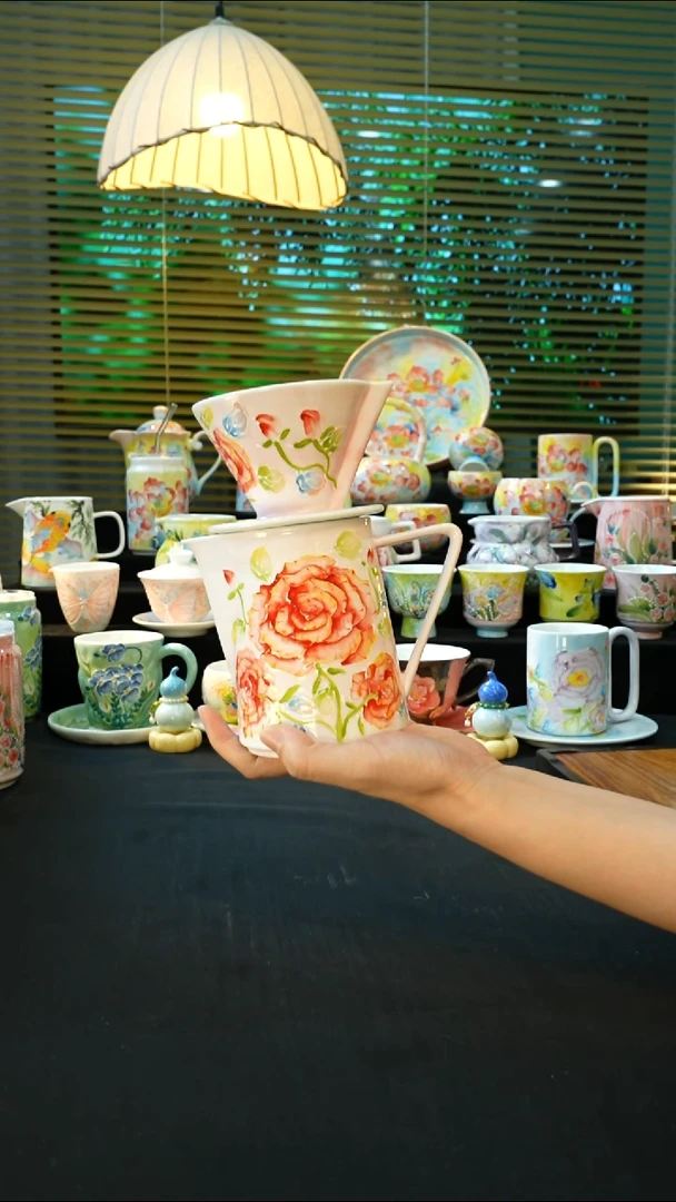 杯手绘心瓷陶瓷浮力