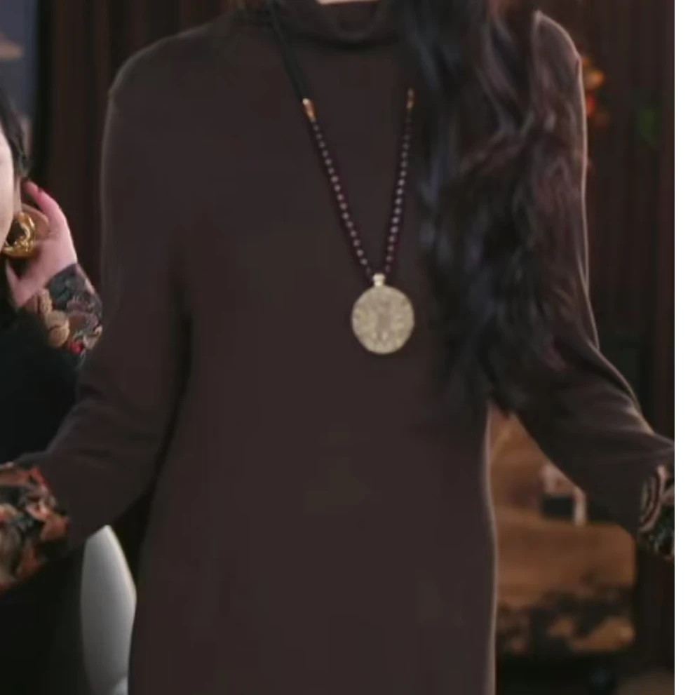 【心哲】新中式复古显瘦秋冬经典百搭拼宋锦腔调长款休闲打底连衣裙