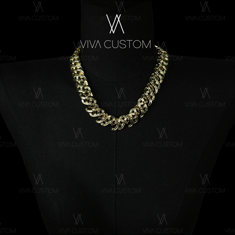 铜合金项链 经典素金系列-欧美复古镂空花托项链M