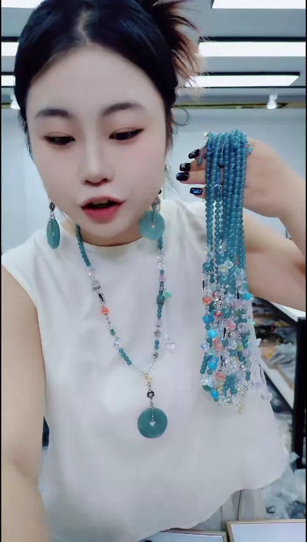 翡翠未镶嵌颈饰0527蓝水万能链