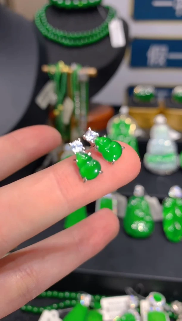 银S925镶嵌翡翠耳饰10一季