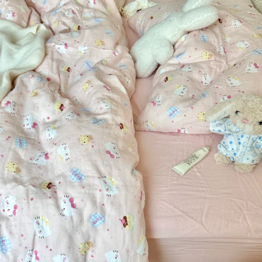 (瑕疵处理)100%纯棉美拉德风床单四件套复古风A类双层纱床单被套