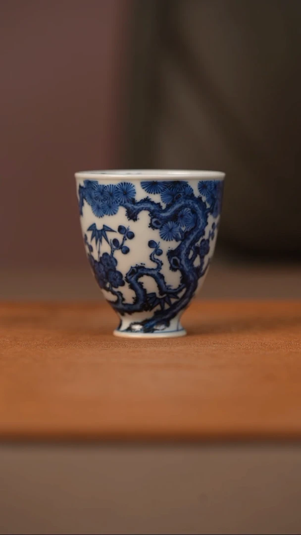 瓷又见春风松竹梅闻香杯